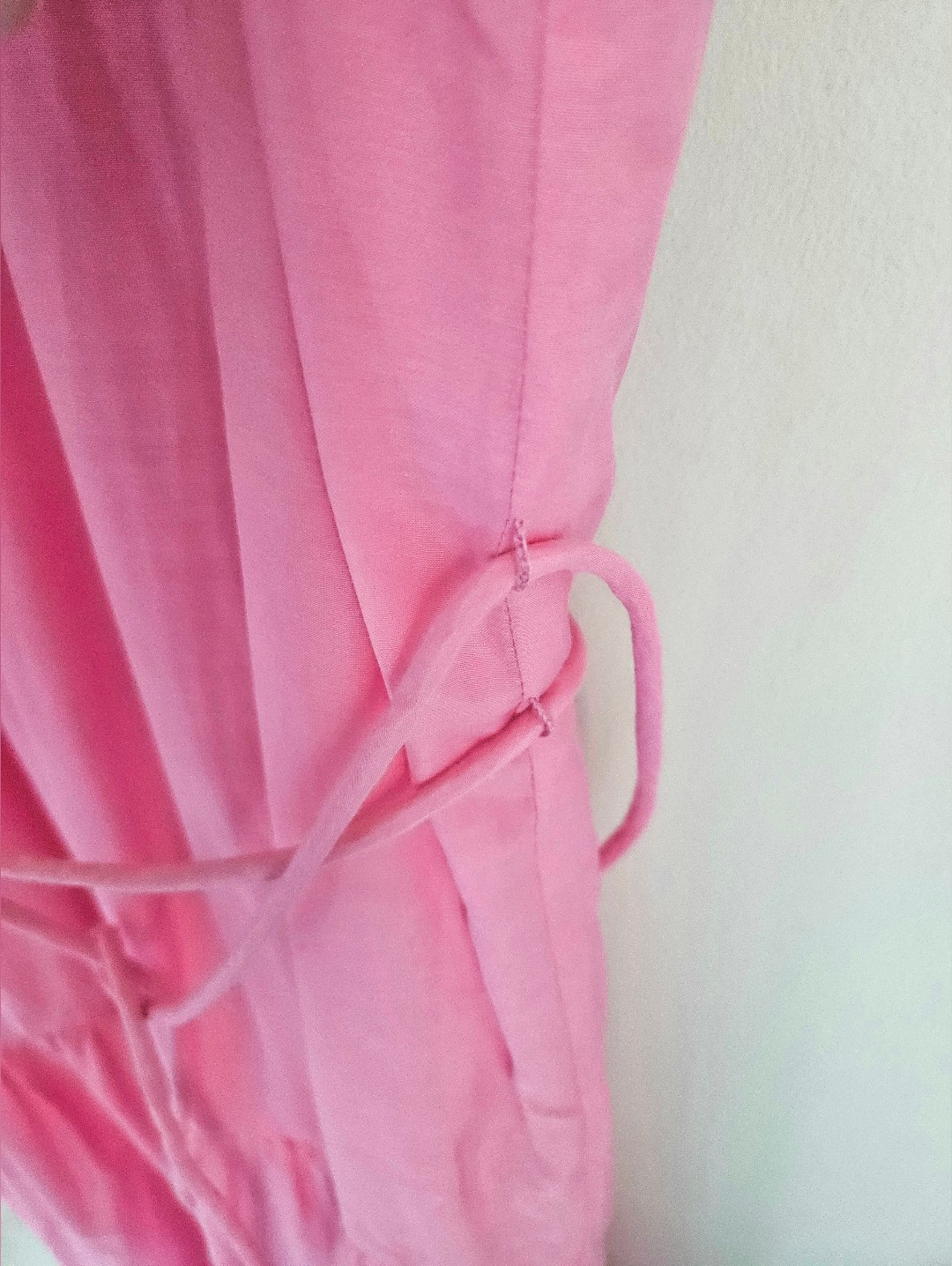 Bird & Knoll Maxi Dress Criss Cross Tie Belt Drop Waist Pink Silk Blend Nwt — image 5 of 8